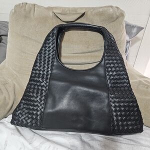 Elegant Black Woven Leather Purse, NWOT